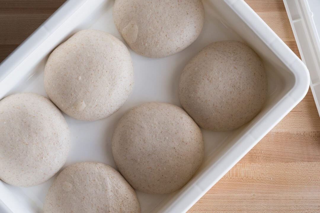 fully proofed sourdough pizza dough