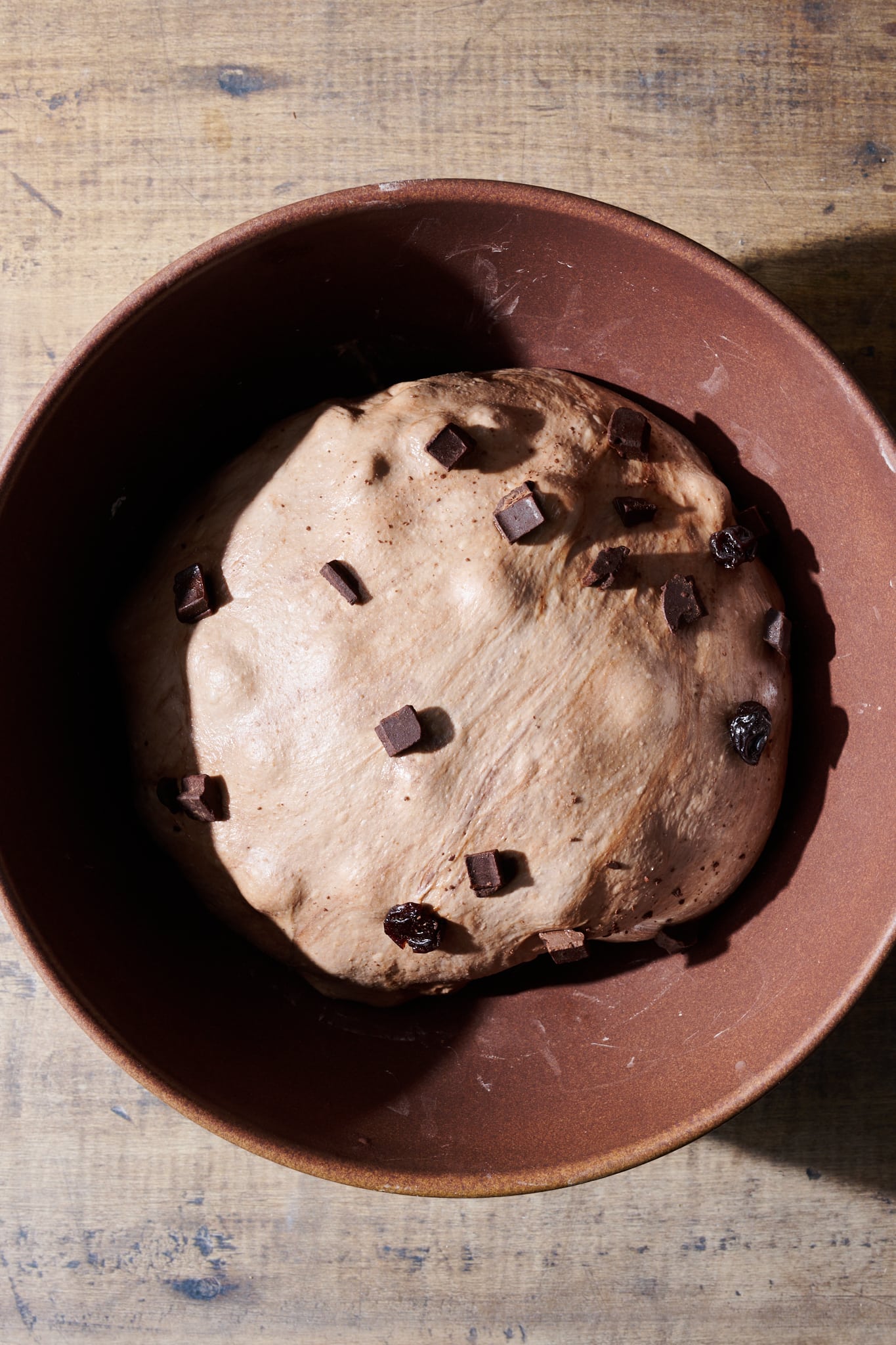 Dough smooth and risen at end of bulk fermentation