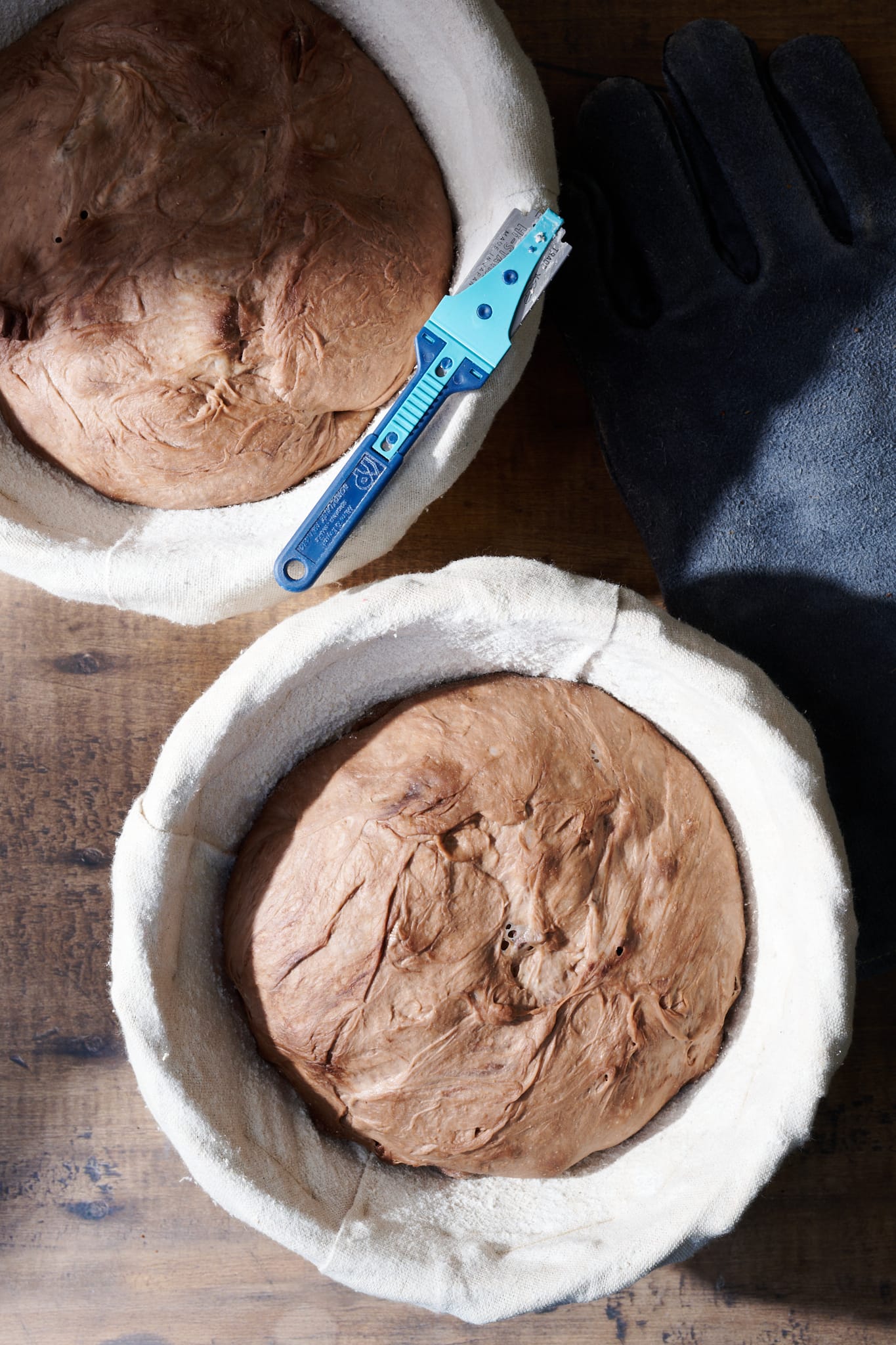 Fully proofed chocolate sourdough bread
