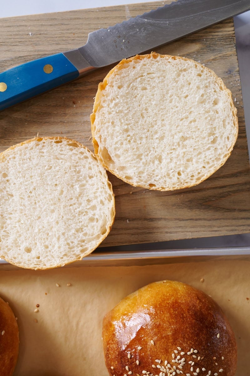 Interior crumb of the fluffy sourdough milk bread buns
