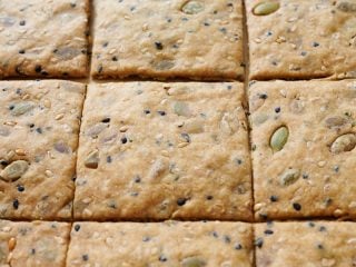 Baked sourdough crackers.