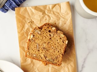Slice of sourdough starter discard banana bread.