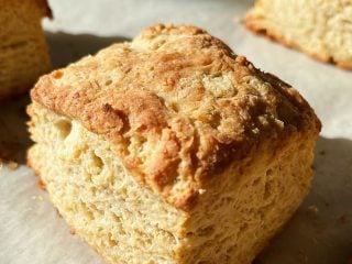 Layers of sourdough discard buttery biscuit goodness.