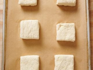 Sourdough biscuits cut and ready for baking.