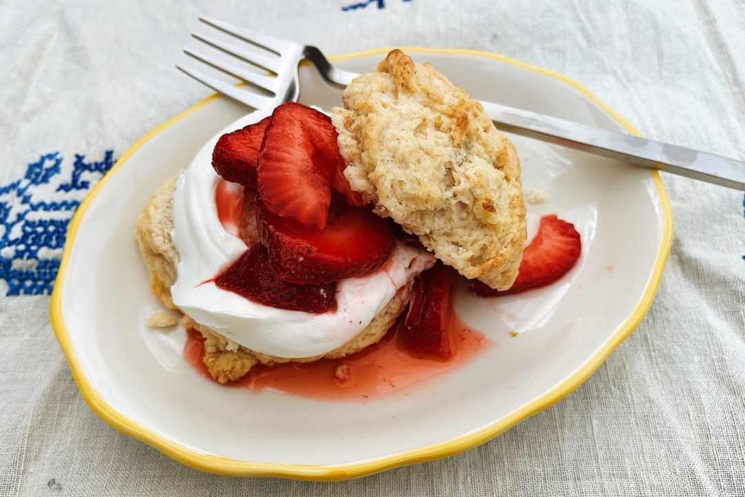 Strawberry Shortcake With Sourdough Discard Drop Biscuits